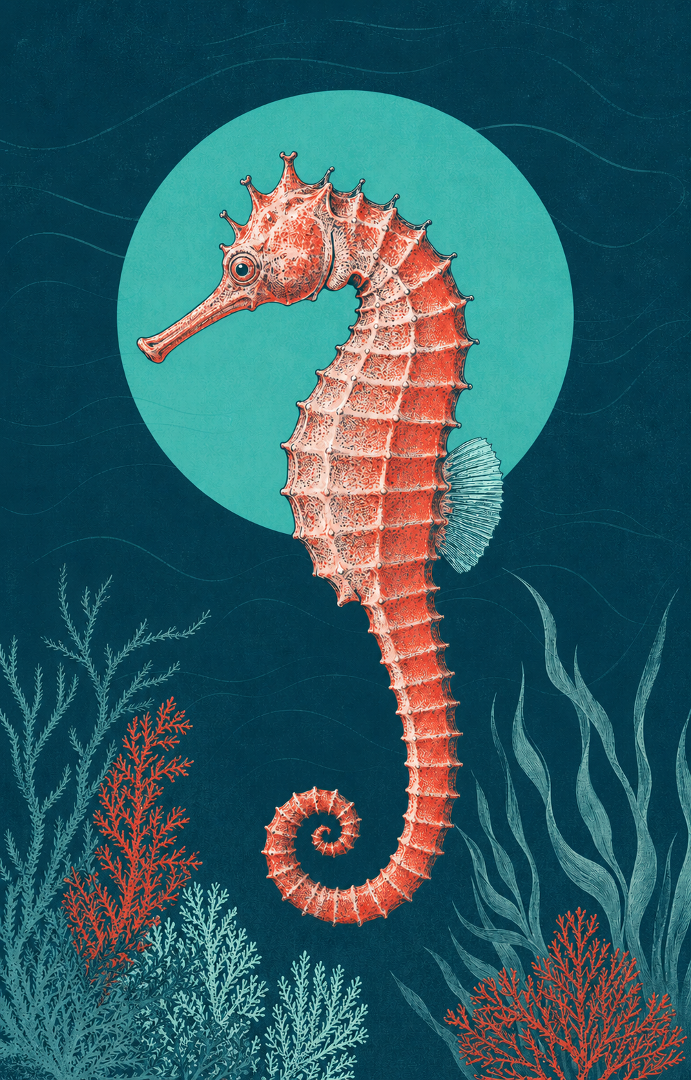 Seahorse swimming in a reef aquarium